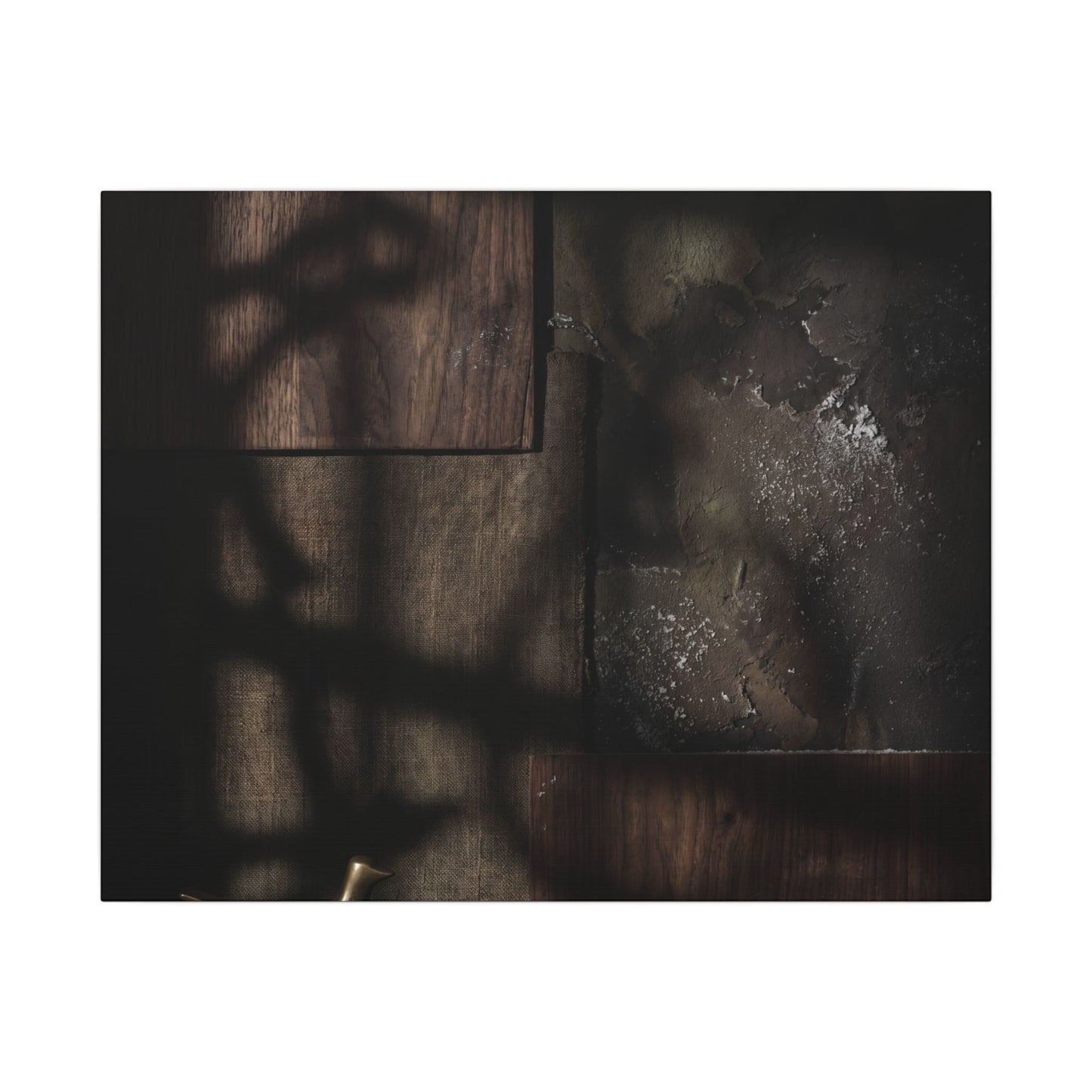 Dark Japandi Shadow Play in Candlelight | Dark Texture Canvas Art