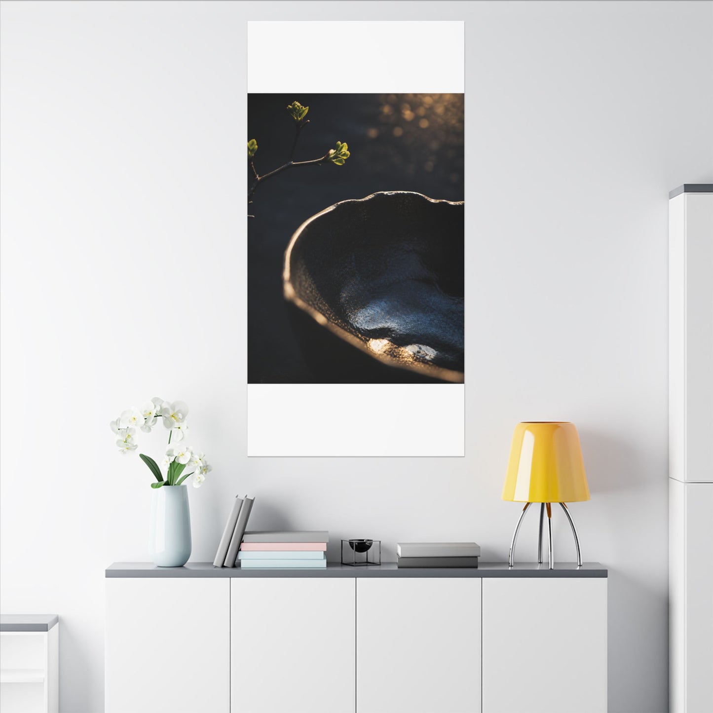 Ma Ceramic Bowl Canvas Art - Dark Japandi Shadow Zen