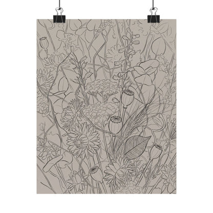Summer Dried Flowers Minimal Line Wall Art Print | Cozy Decor