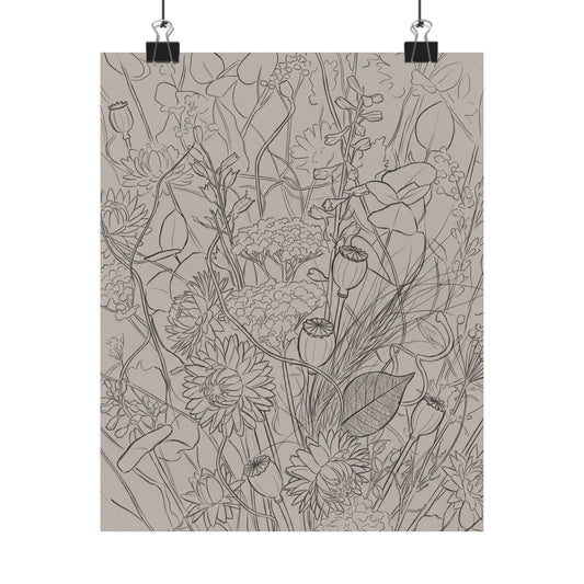 Summer Dried Flowers Minimal Line Wall Art Print | Cozy Decor