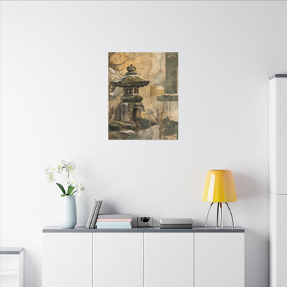 Elegant Stone Lantern Canvas Art - Texture Japandi