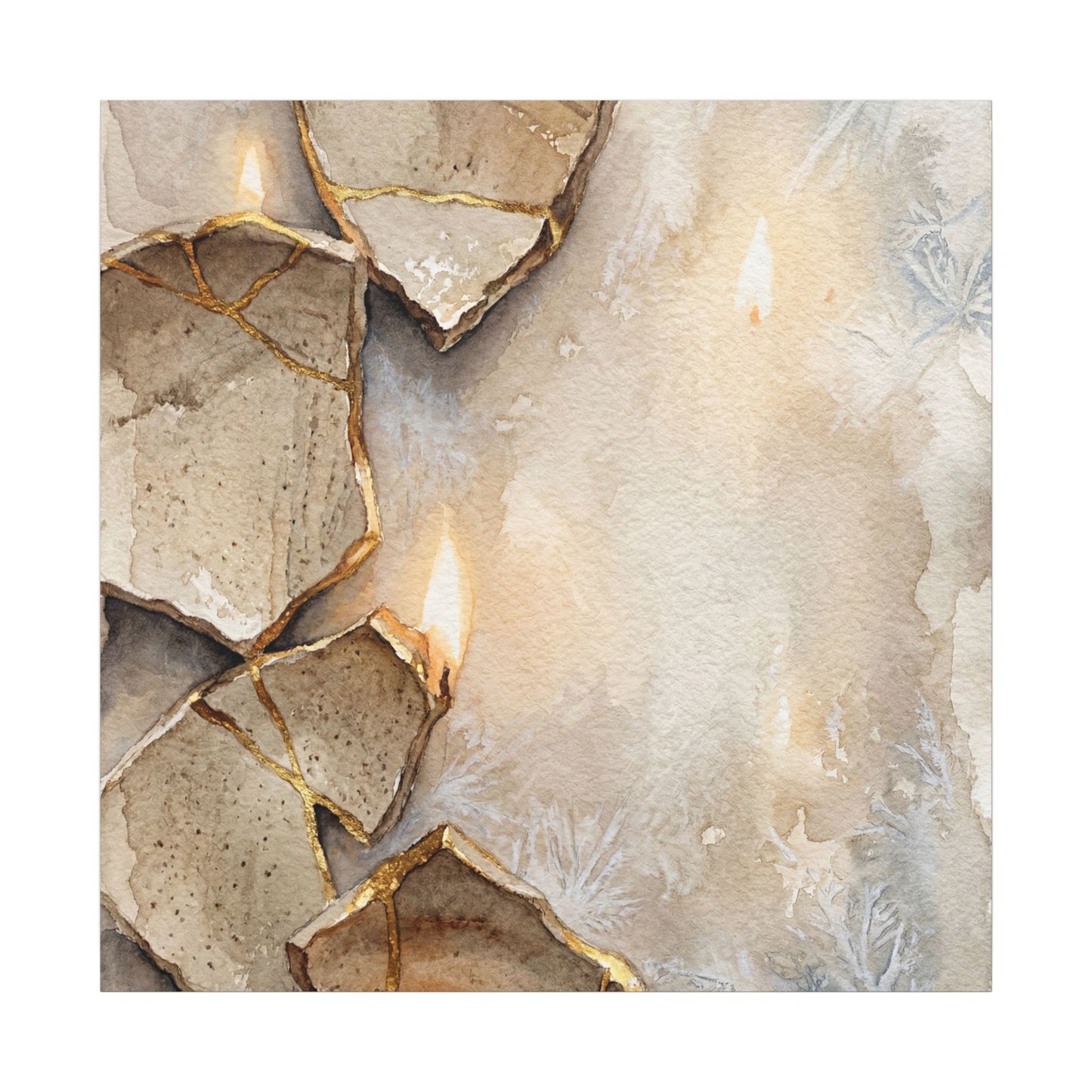 Broken Pottery Winter Canvas Art | Japandi Warm Design