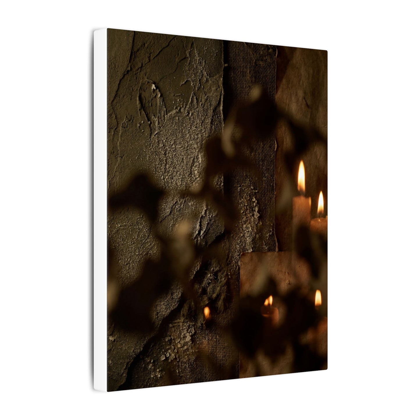 Shadow Play Dark Texture Canvas Art | Moody Dark Japandi Art