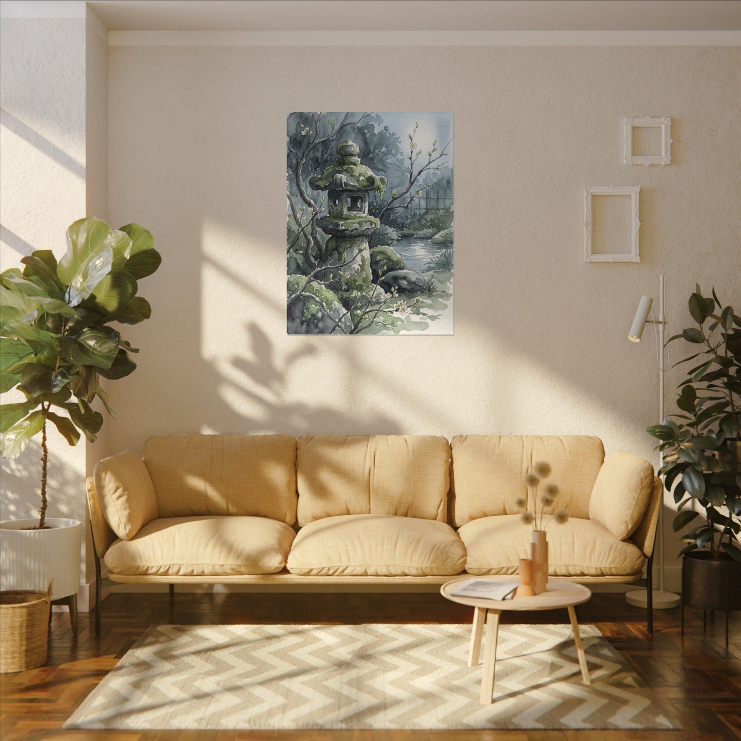 Moonlight Stone Lantern Canvas Art - Japandi Seijaku