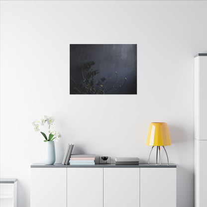 Dried Flowers Spring Canvas Art | Dark Japandi Moody Design