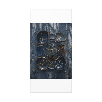Dark Japandi Broken Pottery in Dappled | Shadow Zen Canvas Art