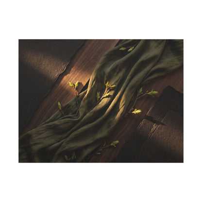 Silk Drape Canvas Art | Spring Dark Japandi Dark Texture Art