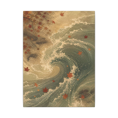 Japandi Ocean Wave in Candlelight | Japanese Pattern Canvas Art