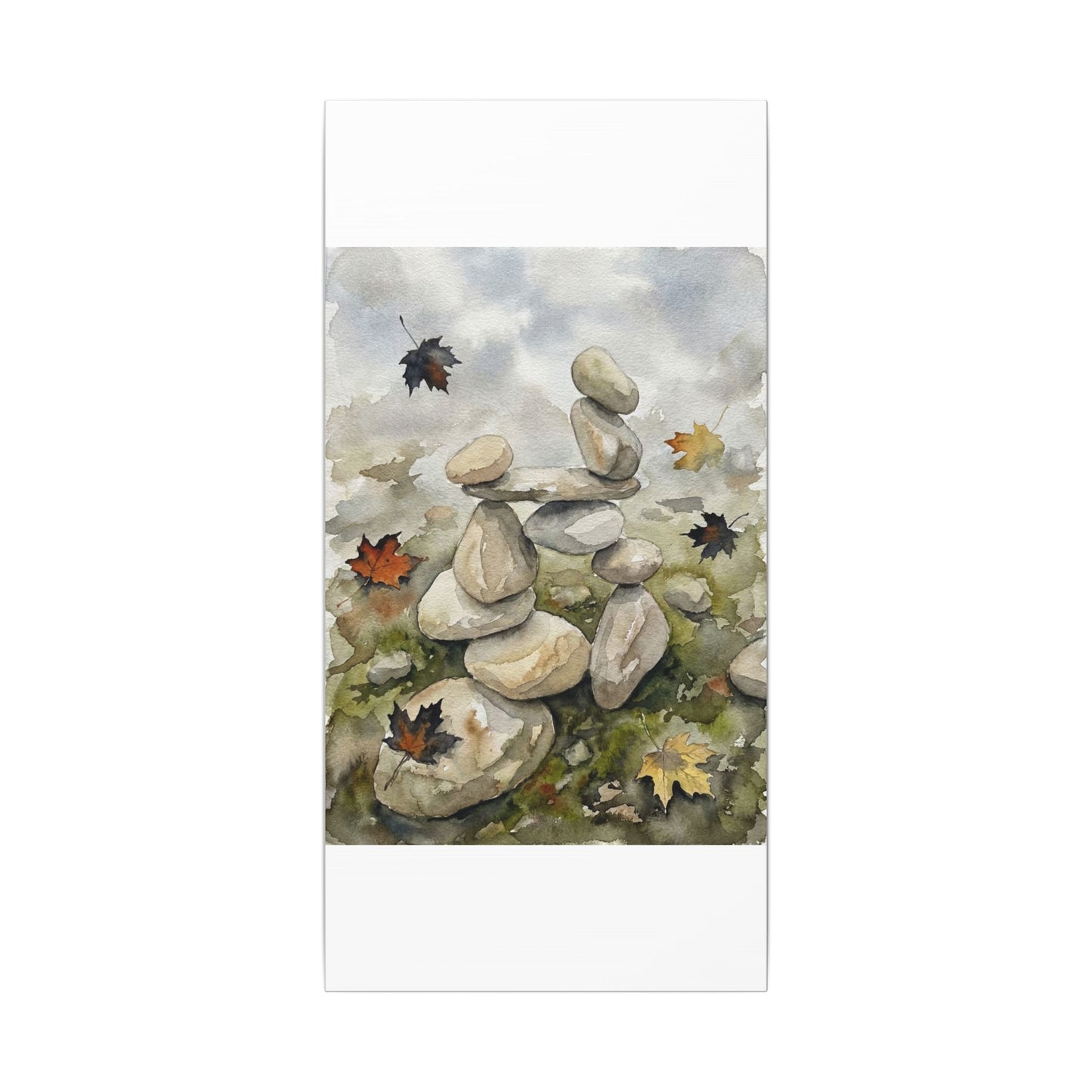 Overcast River Stones Canvas Art - Japandi Fukinsei