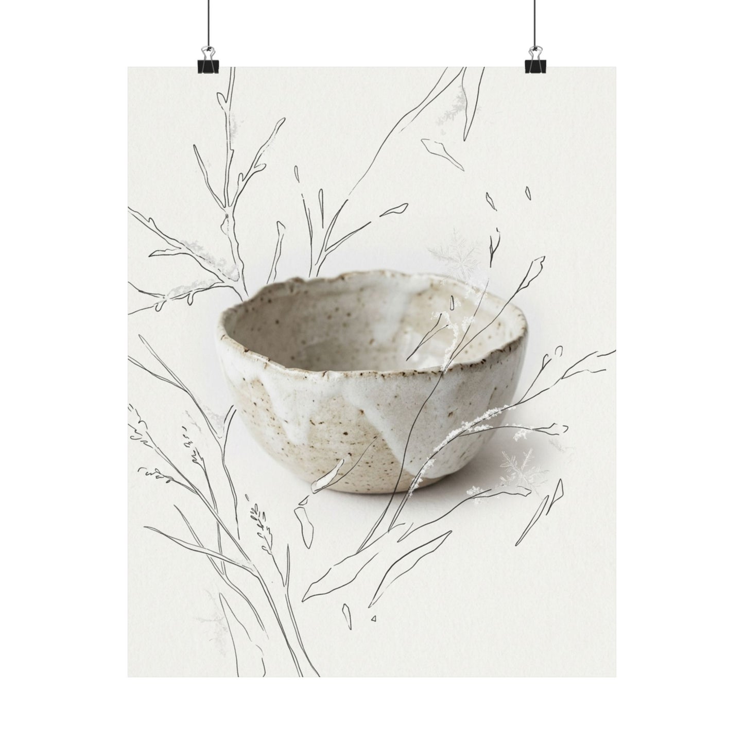 Japandi Ceramic Bowl in Overcast | Minimal Line Wall Art Print