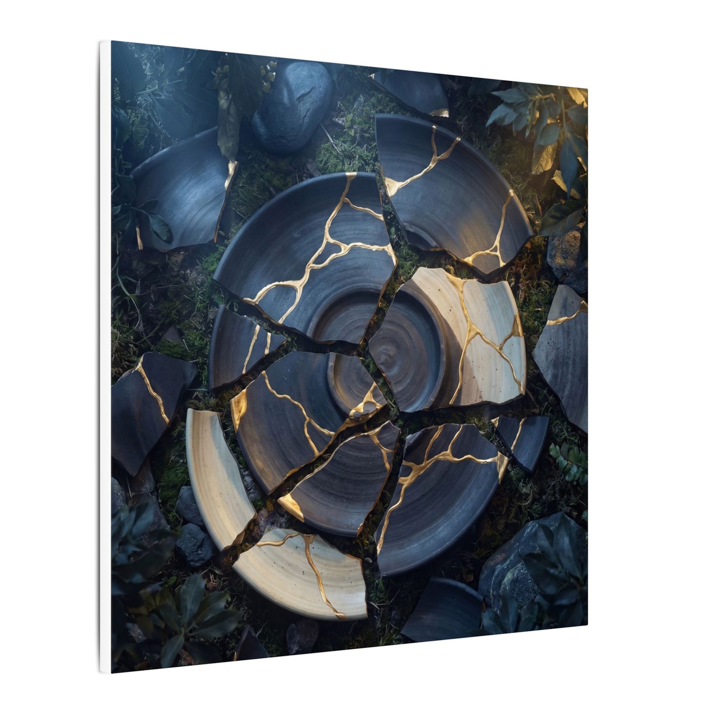 Resilient Broken Pottery Canvas Art - Gold Vein Kintsugi