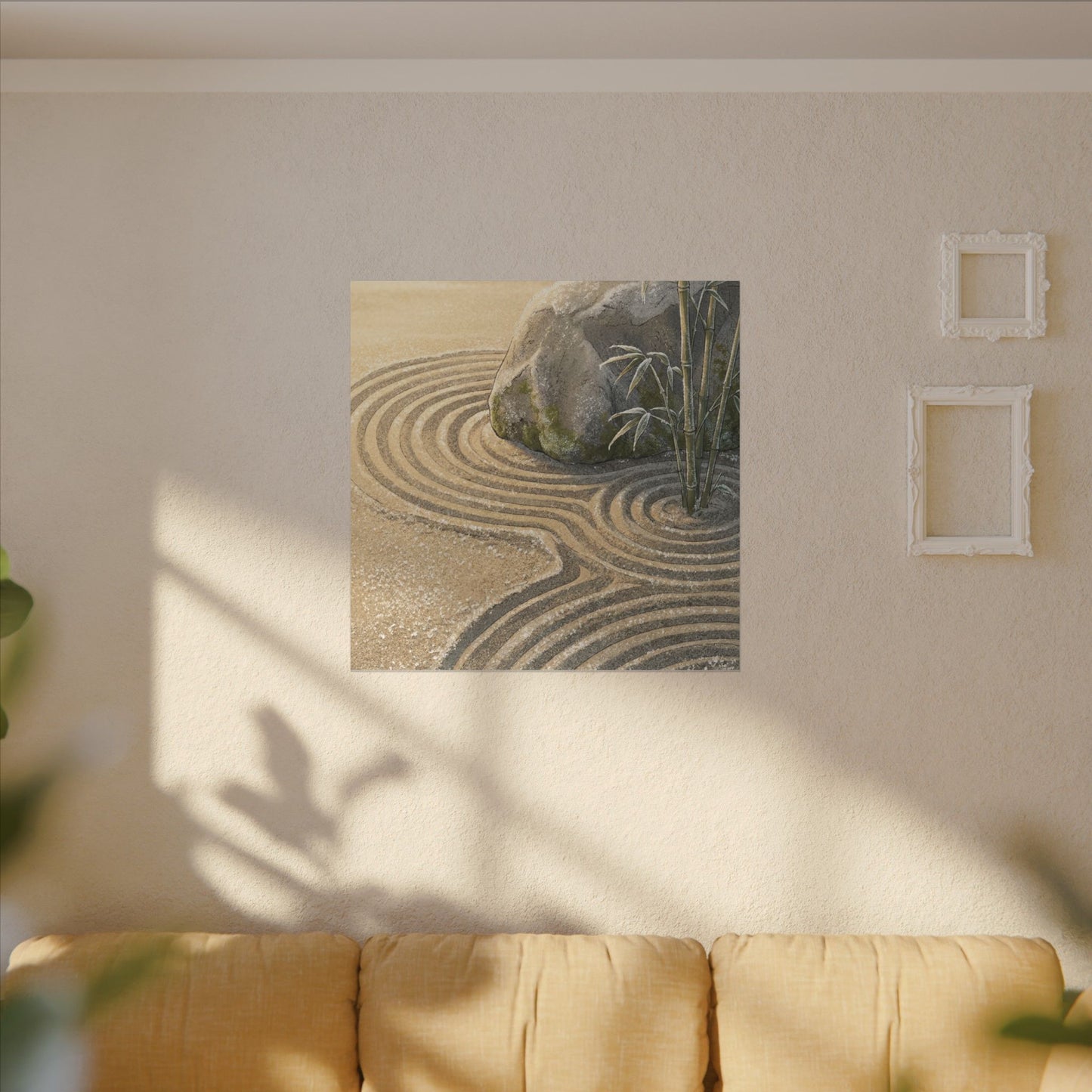 Rock Garden Winter Canvas Art | Zen Peaceful Design
