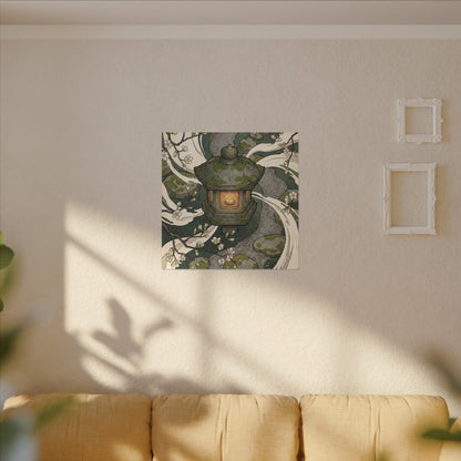 Zen Stone Lantern in Candlelight | Ukiyo E Inspired Canvas Art
