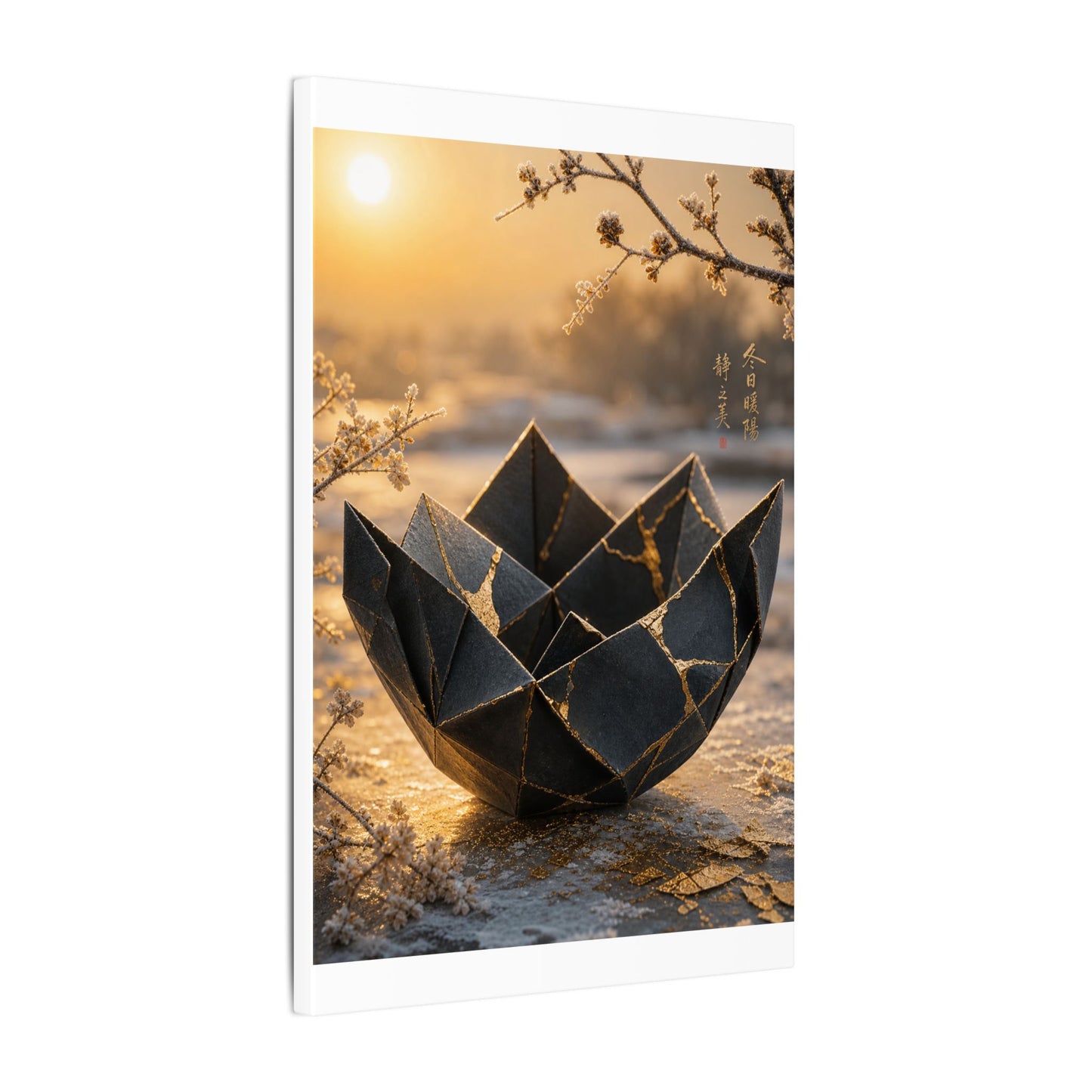 Kintsugi Paper Fold in Golden Hour | Gold Repair Canvas Art