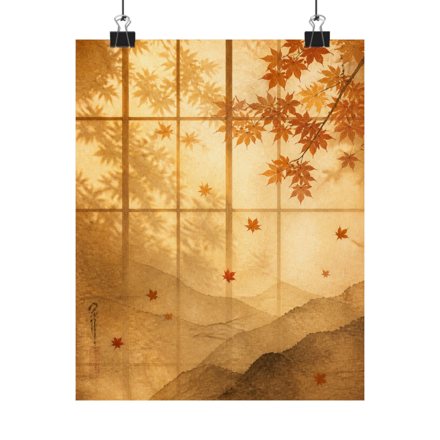 Shoji Screen Wall Art Print | Autumn Japandi Texture Art
