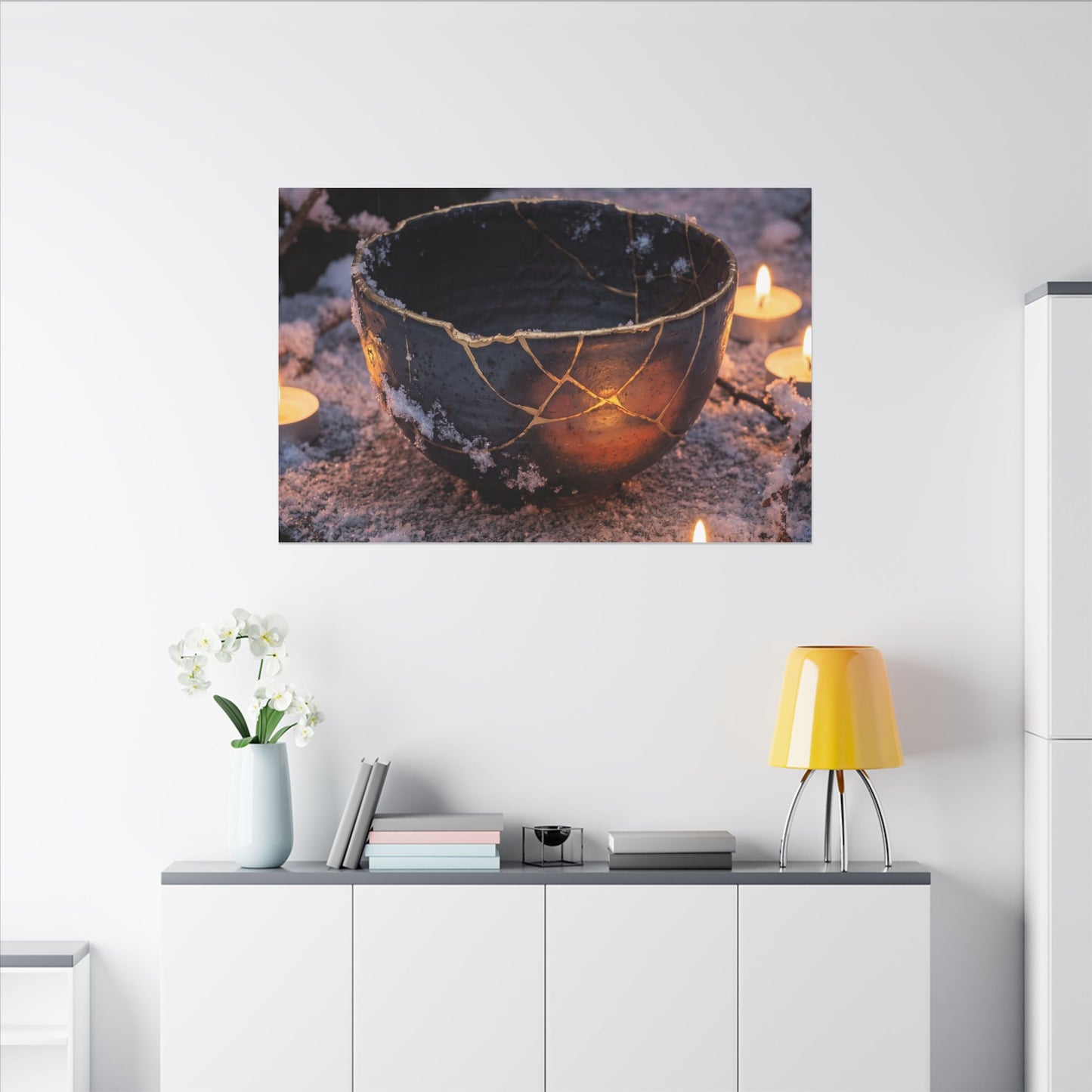 Ceramic Bowl Gold Repair Canvas Art | Beautiful Kintsugi Art