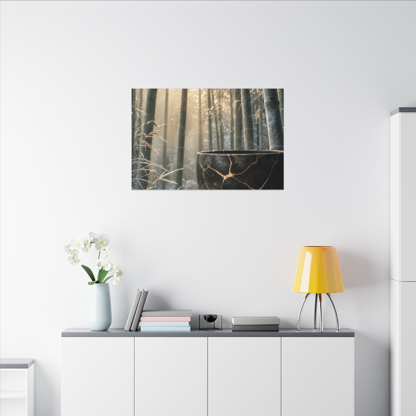Fukinsei Bamboo Grove Canvas Art - Kintsugi Gold Repair
