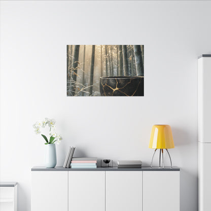Fukinsei Bamboo Grove Canvas Art - Kintsugi Gold Repair