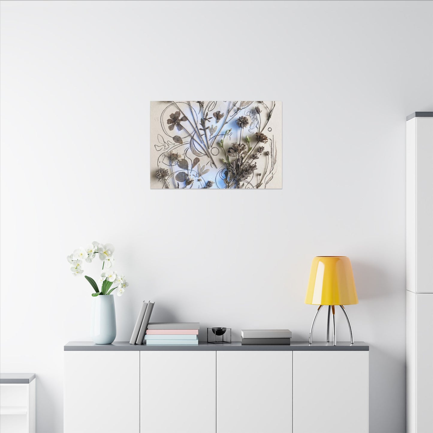 Dried Flowers Minimal Line Canvas Art | Elegant Japandi Art