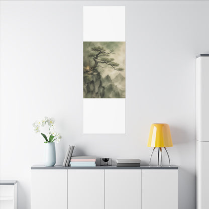 Candlelight Pine Tree Canvas Art - Japandi Kanso