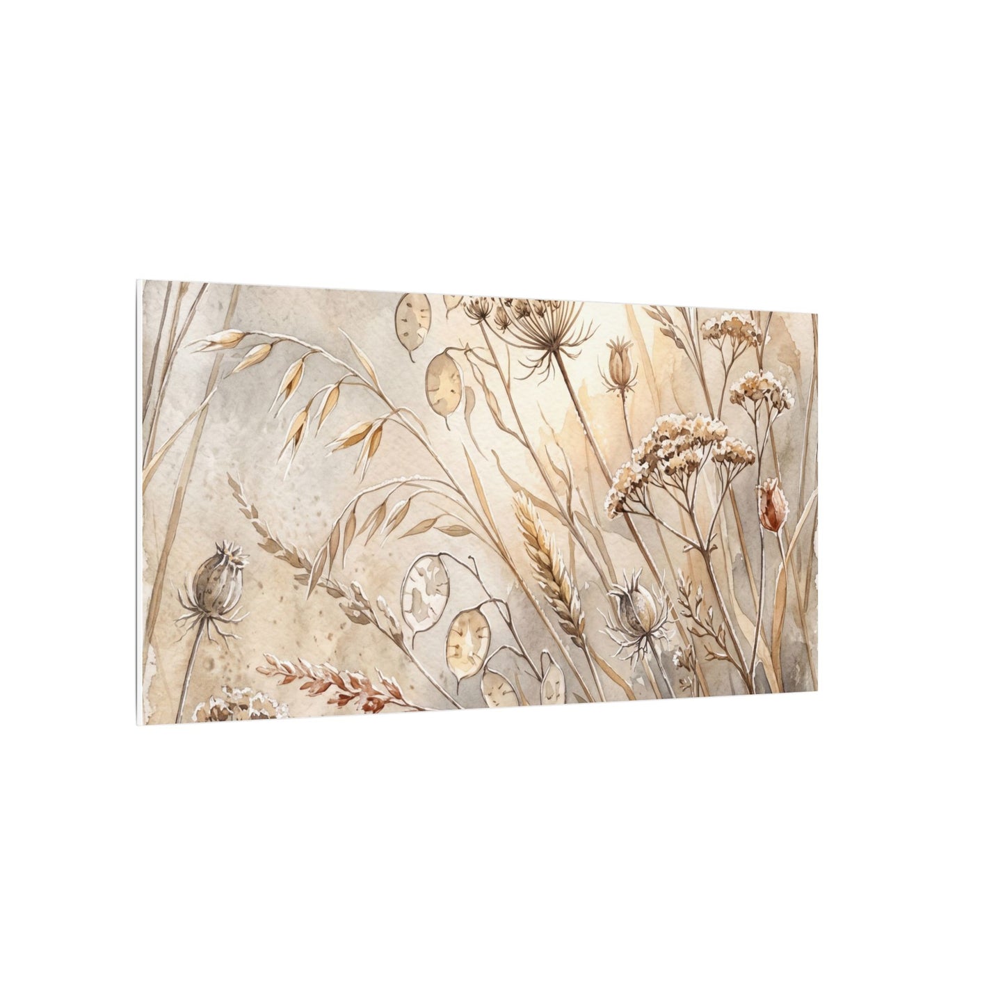 Winter Dried Flowers Watercolor Canvas Art | Warm Decor