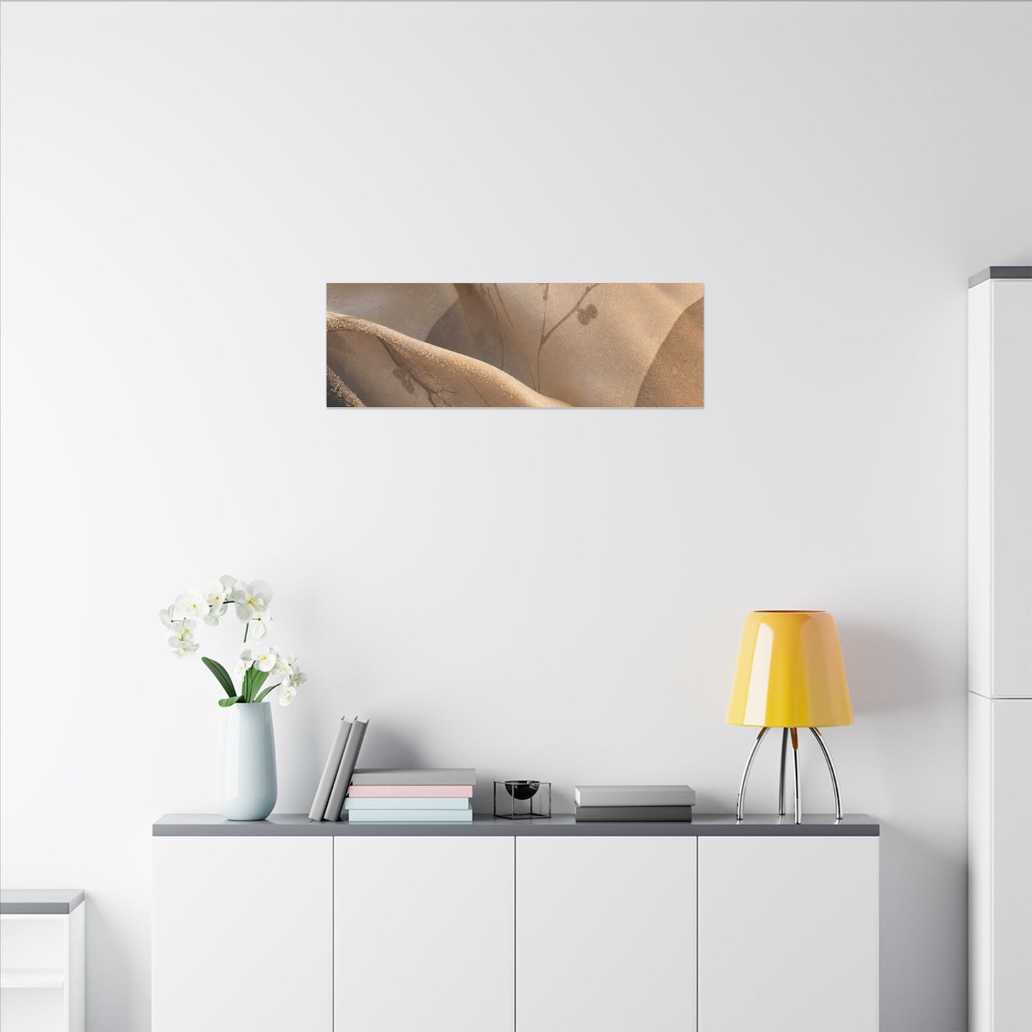 Japandi Silk Drape in Golden Hour | Japanese Pattern Canvas Art