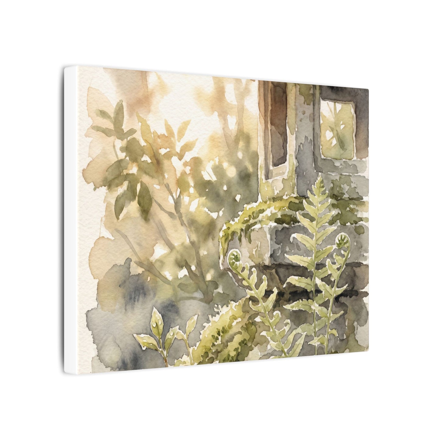 Earthy Stone Lantern Canvas Art - Watercolor Japandi