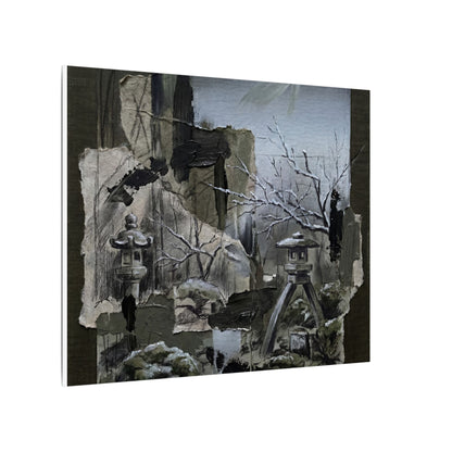 Winter Moonlit Garden Dark Texture Canvas Art | Moody Decor