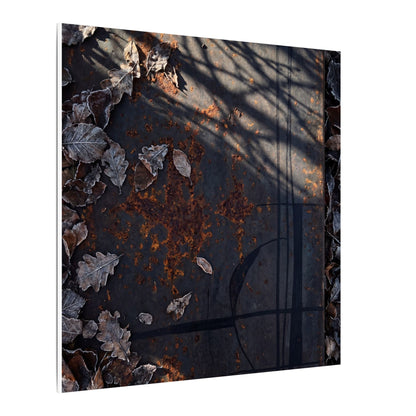 Shibui Rust Patina Canvas Art - Dark Japandi Charcoal Ink