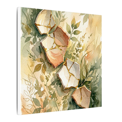 Japandi Broken Pottery in Golden Hour | Watercolor Canvas Art