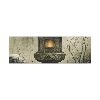 Stone Lantern Winter Canvas Art | Japandi Neutral Design