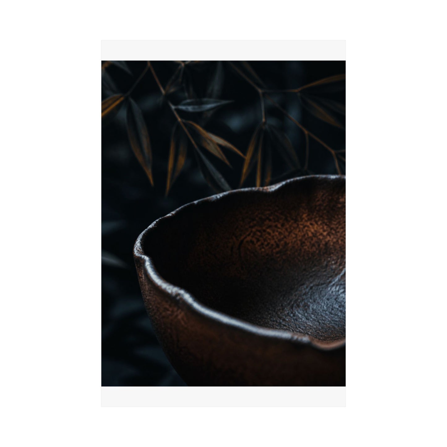 Moonlight Ceramic Bowl Wall Art Print - Dark Japandi Kanso