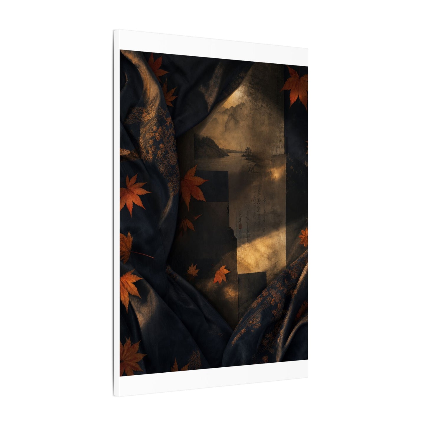 Autumn Silk Drape Shadow Zen Canvas Art | Bold Decor