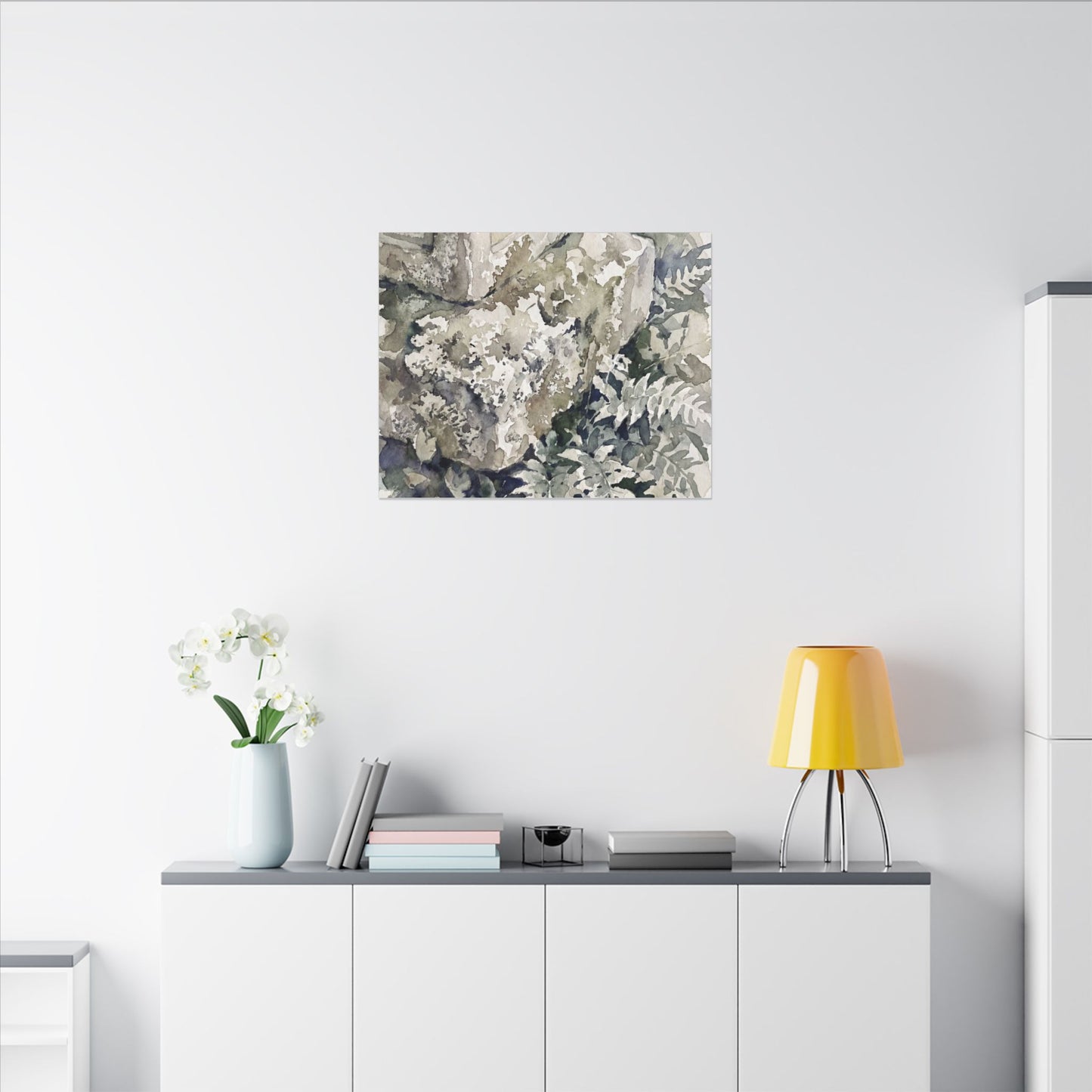 Stone Lantern Watercolor Canvas Art | Elegant Japandi Art