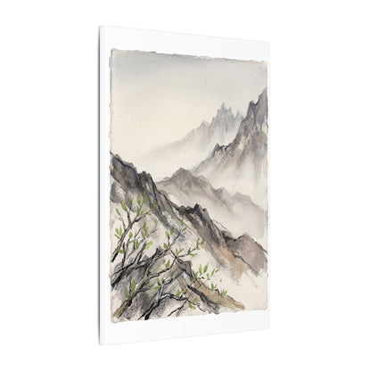 Spring Mountain Mist Texture Canvas Art | Warm Decor