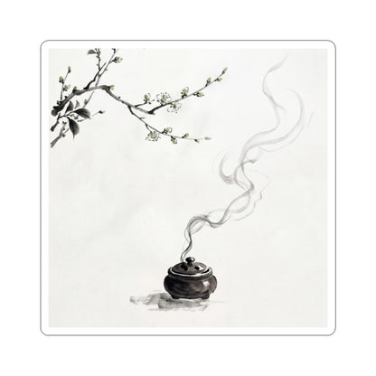 Ma Incense Smoke Sticker - Zen Sumi E