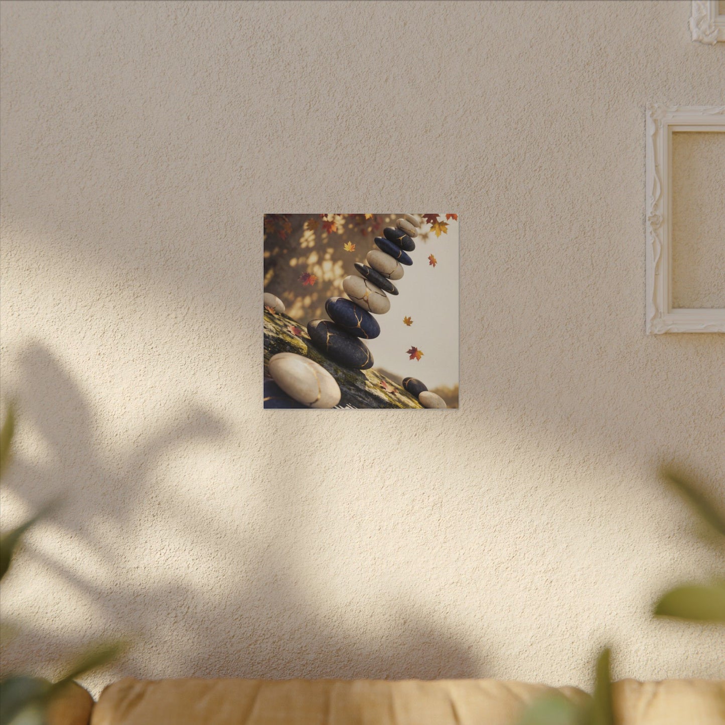 Ma River Stones Canvas Art - Kintsugi Gold Vein