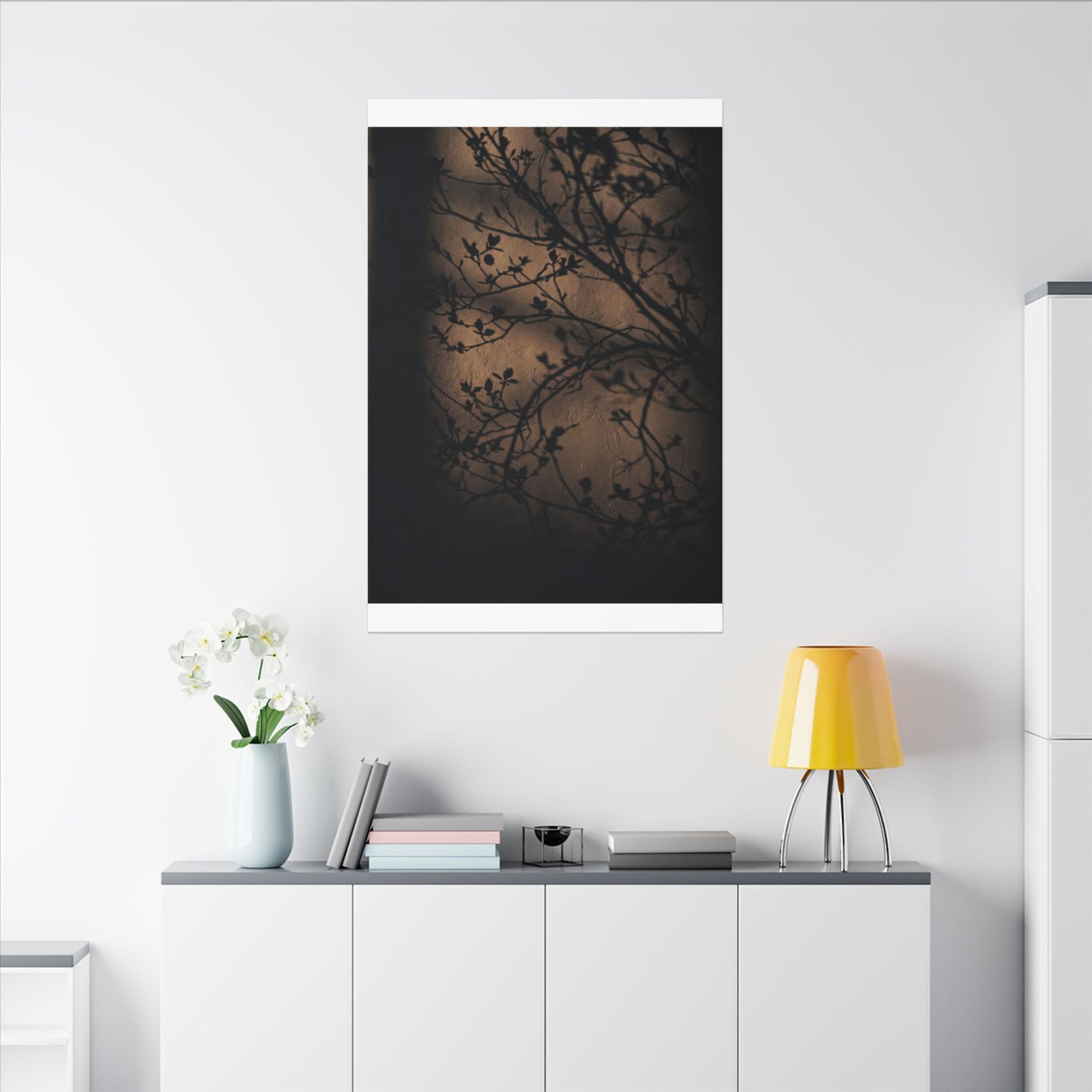 Dark Japandi Shadow Play in Golden Hour | Shadow Zen Canvas Art