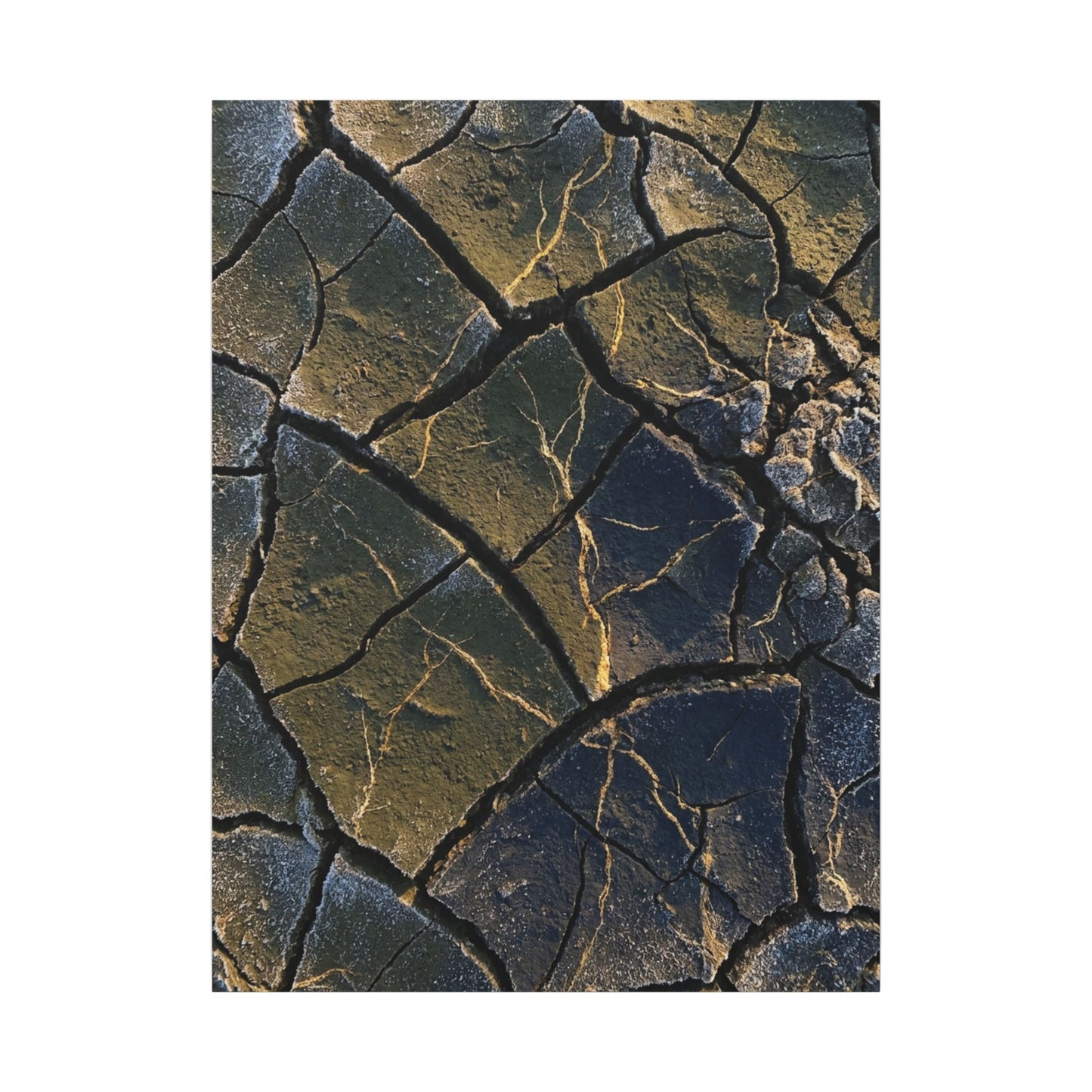 Winter Cracked Earth Moody Minimal Canvas Art | Atmospheric Decor