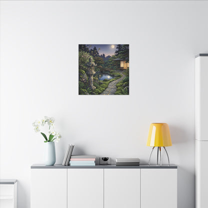 Spring Moonlit Garden Gold Vein Canvas Art | Resilient Decor