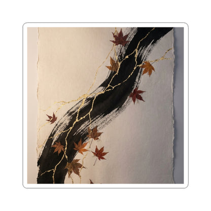 Ink Brushstroke Sticker | Autumn Kintsugi Gold Vein Art