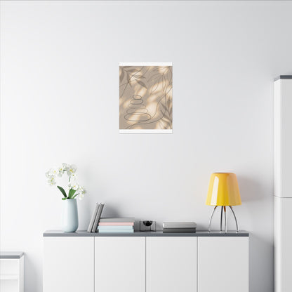 River Stones Minimal Line Canvas Art | Earthy Japandi Art