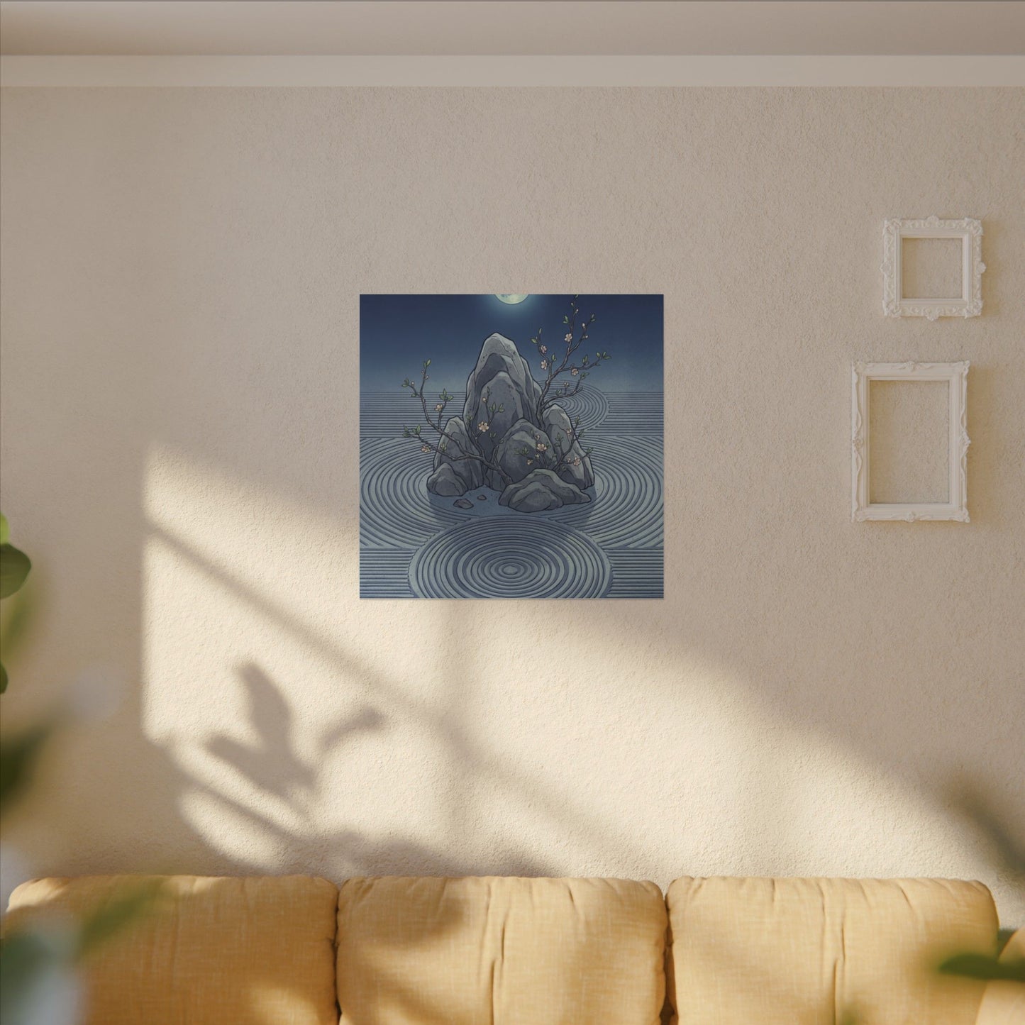 Spring Rock Garden Ukiyo E Inspired Canvas Art | Tranquil Decor