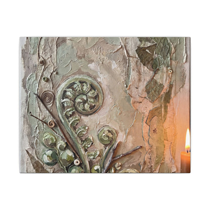 Japandi Fern Unfurling in Candlelight | Texture Canvas Art