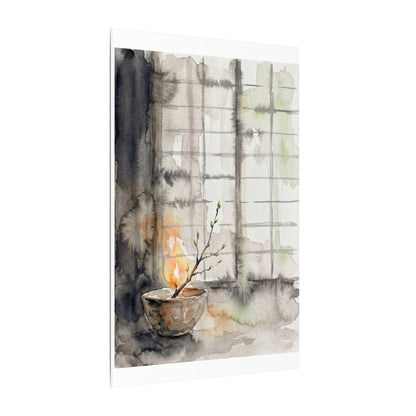 Shoji Screen Canvas Art | Spring Japandi Watercolor Art