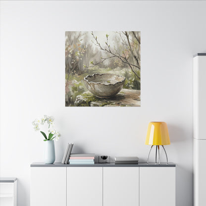 Japandi Ceramic Bowl in Overcast | Minimal Line Canvas Art