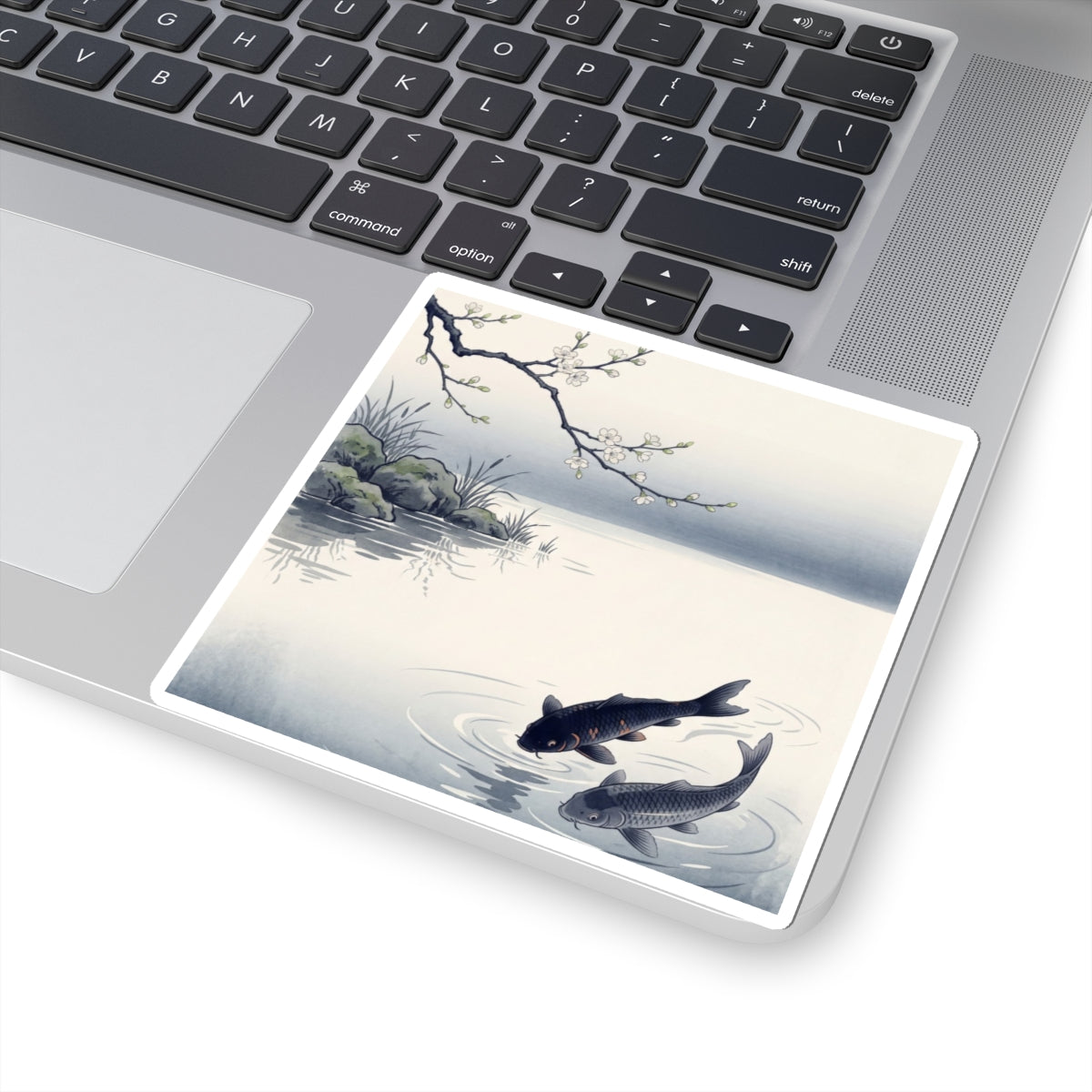 Ma Koi Pond Sticker - Zen Ukiyo E Inspired Art Print