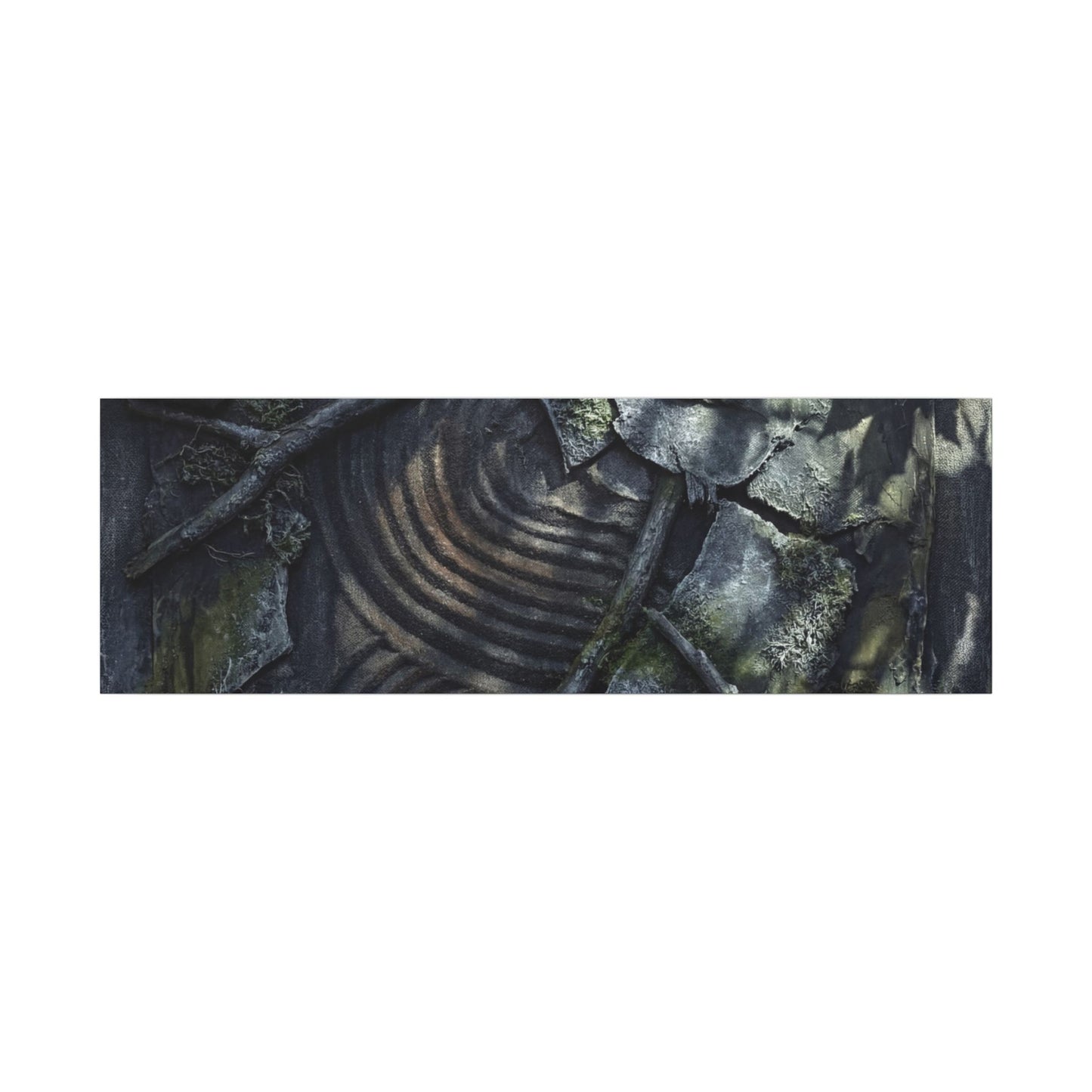 Rock Garden Canvas Art | Winter Dark Japandi Dark Texture Art