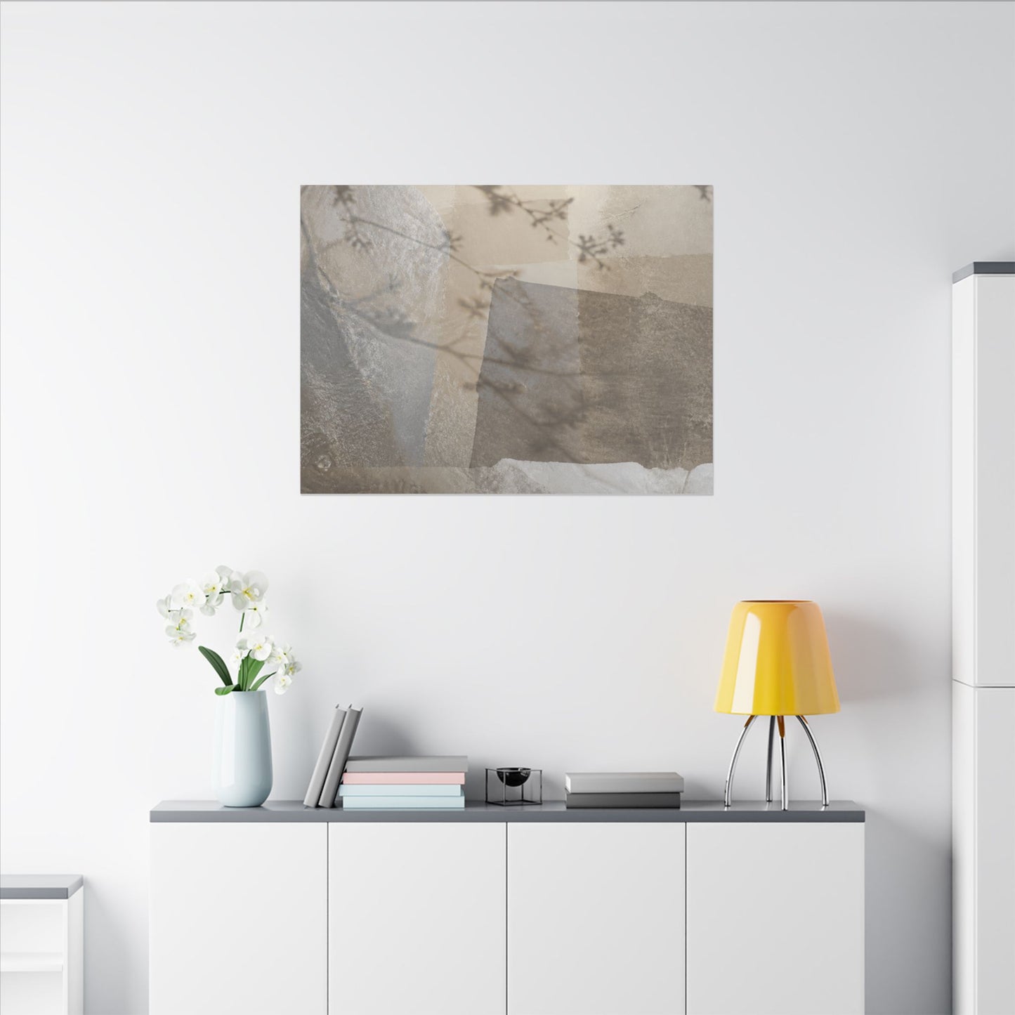 Neutral Shadow Play Canvas Art - Texture Japandi