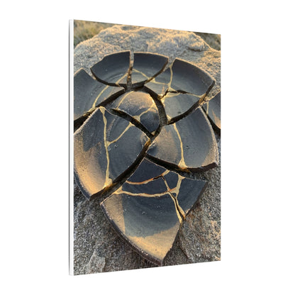 Broken Pottery Winter Canvas Art | Kintsugi Resilient Design